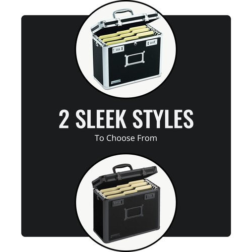 Vaultz File Organizer Storage Box - 14 x 7 x 12.19 Inch Letter Size, Portable Locking Storage Totes with Dual Combination Locks for Filing Office Documents - Black