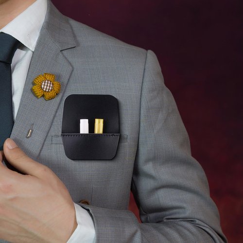 5 PCS Black Pocket Protector, Leather Pen Pouch Holder Organizer Pocket Pouch for Men Pocket Shirt, Pen Pocket Holder for School Office Hospital Supplies (Black)