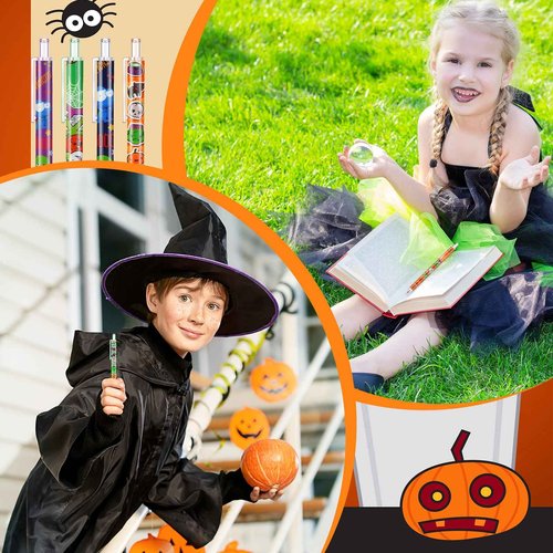 Leinuosen 120 Pcs Halloween Ballpoint Pen Retractable Gel Ink Pen Ghost Pumpkin Spider Patter Halloween Present Cute Cartoon Pens for Office School Supplies Halloween Party Supply