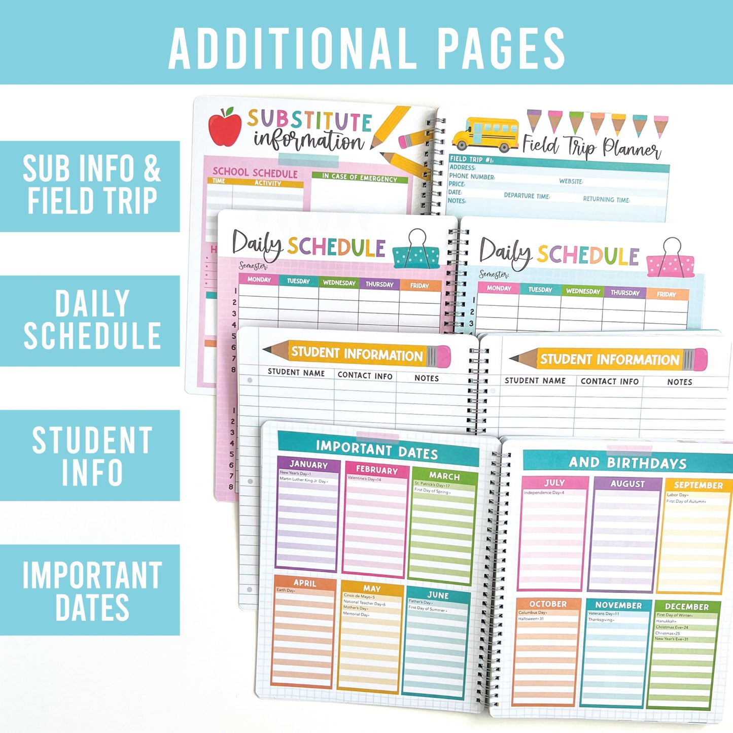 Hadley Designs Teacher Planner 2026-2027 Academic Year - Undated Teacher Lesson Planner Book for Teachers, Homeschool Planners 2026-2027, First Year Teachers Must Haves, Back to School Teaching Gifts