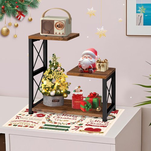 GODDGITT Desk Shelf Organizer, 3 Tier Office Desktop Bookshelf, Wood Desk Organizers Storage Rack and Freestanding Display Shelf for Office, Dorm, Kitchen, Home