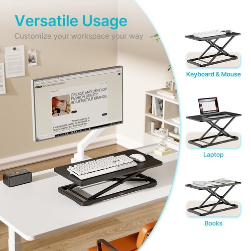 PEGZONE Keyboard and Mouse Riser, 24" x 12" Ergonomic Keyboard Riser, Height Adjustable keyboard stand for desktop, Standing Keyboard Tray, Black