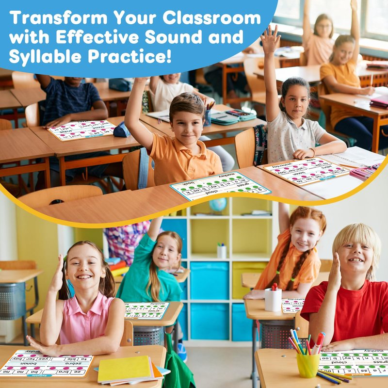 Laffunz 12 Packs Phonemic Awareness Dry Erase Board, Speech Therapy Material Dry Erase Phonics Games Flash Cards, Elkonin Boxes Science of Reading Spelling Manipulatives Classroom Materials Must Have