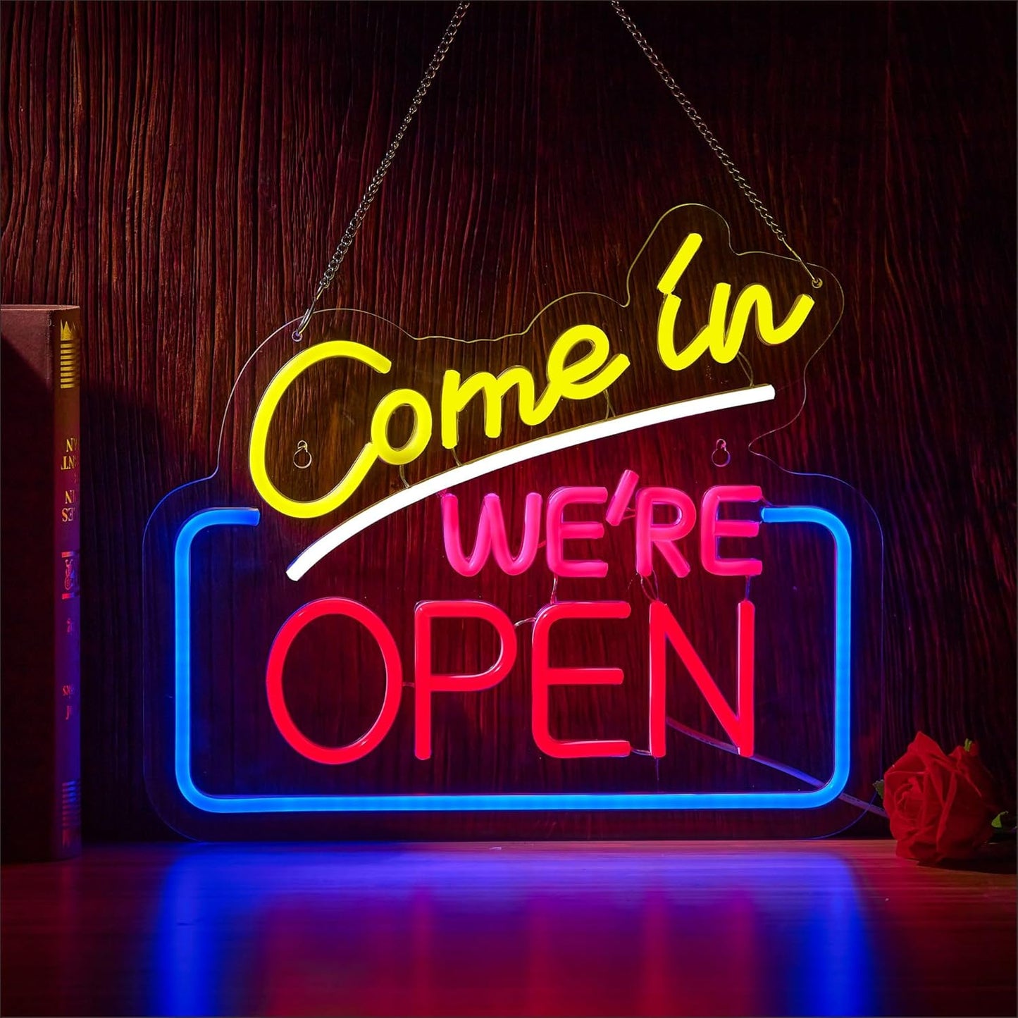 Skiennix Neon Sign - "Come In We're Open" LED Wall Decor for Café, Bar, Restaurant & Shop | Perfect Gift