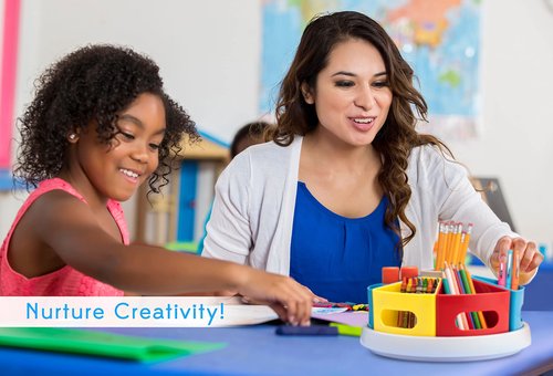 Creative Caddy Rotating Art Supply Organizer for Kids, Crayon Caddy for Kids Desk or Pencil and Marker Holder for Teachers, Classroom Arts and Crafts and Homeschool School Supplies Storage