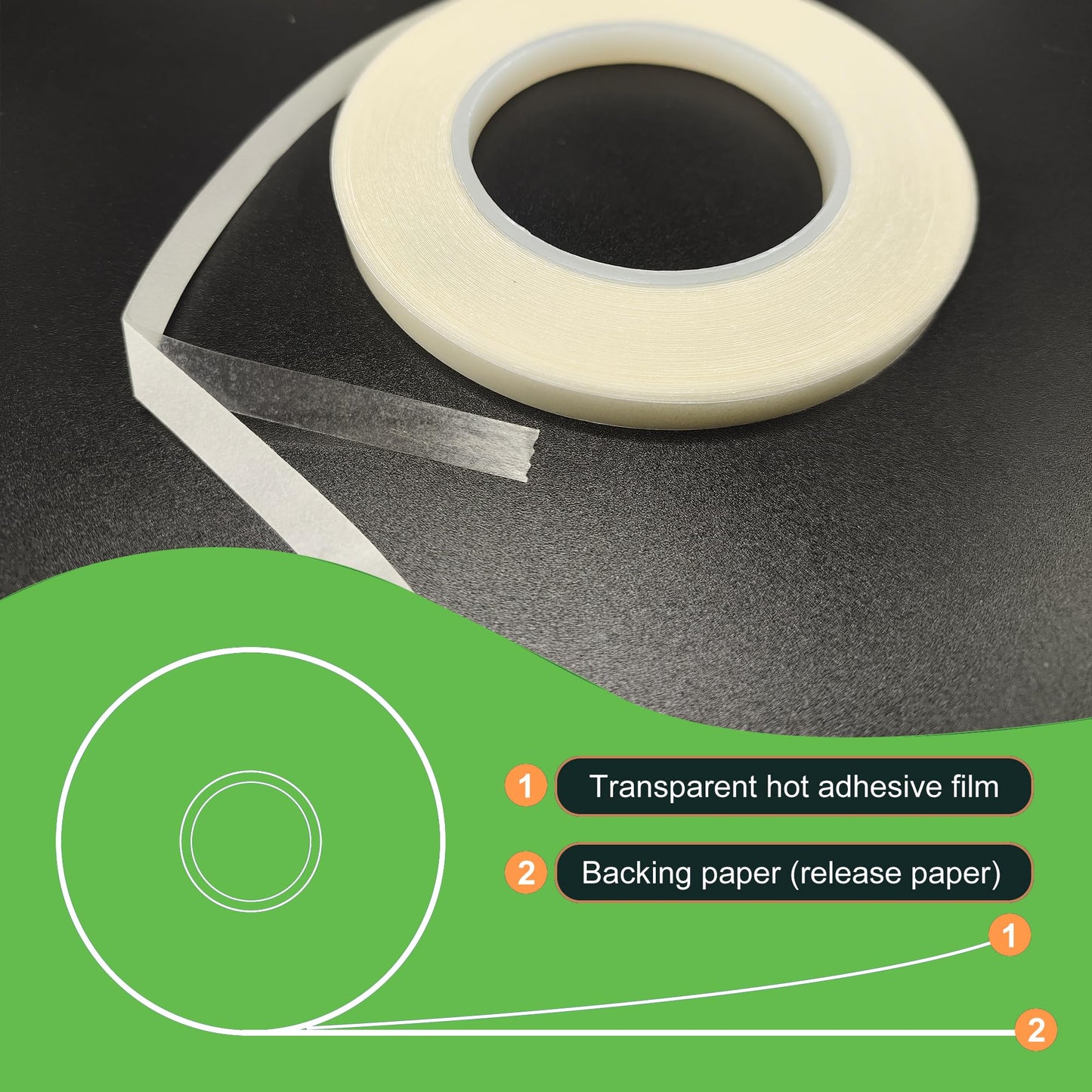 KEPAIBOS Double Sided Iron on Hem Tape with Backing Easy-Iron Washable Fusible no sew Tape for Fabric (Standard, 1/4 inch Wide X 20 Yards X 2 Rolls)