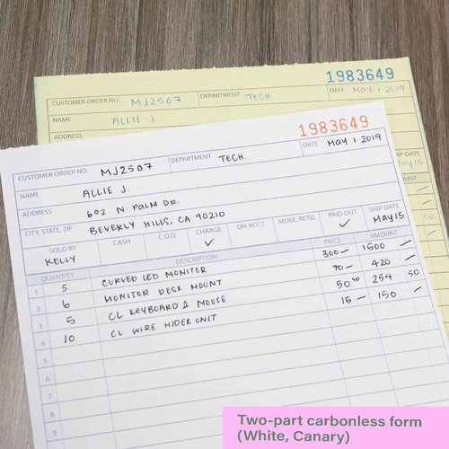 BAZIC Products Sales Order Book, 50 Sets 5 9/16" x 8 7/16" 2-Part Carbonless, White & Bound Wraparound Cover (50 Sets/Pack), 24-Packs