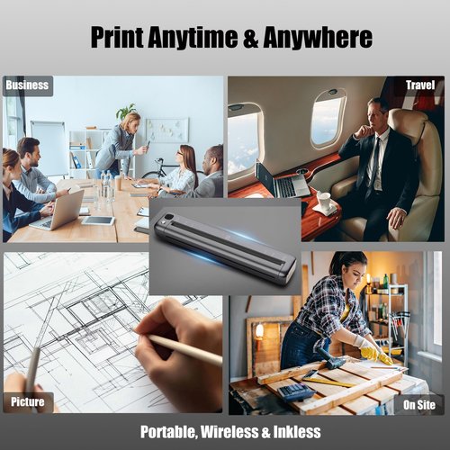 Rongta Portable Printer Wireless for Travel, Bluetooth WiFi Inkless Thermal Printers for 8.5" x 11" US Letter & A4 Size, Compatible with Android iOS Phone Mac Windows Laptop for Office & Home (Gray)
