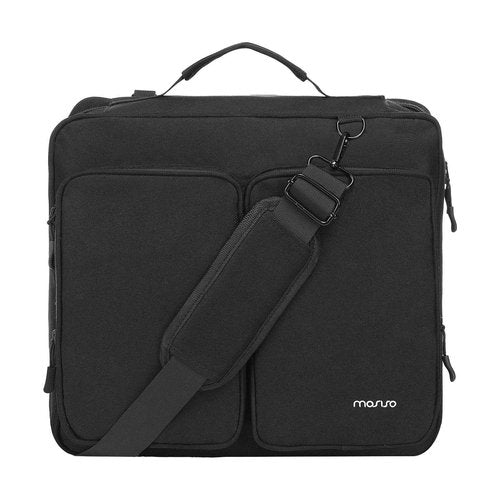 MOSISO Zippered Binder Bag with Handle, 3 inch D-Ring Binder Organizer, 700 Sheets Capacity Multiple Pockets Bag for Office with Cup Holder & Shoulder Strap for 13 inch Laptop/Tablet, Black