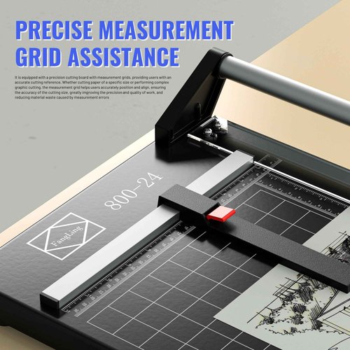 24 Inch Paper Trimmer, Rotary Paper Cutter, Precision Board Paper Trimmer with Measurement Grids, Bi-Directional Cutting Blade for Graphic Film, Canvas