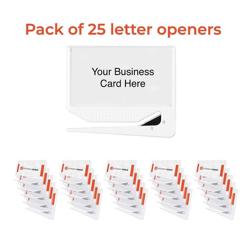 Uncommon Desks Business Card Letter Openers - (25 Pack) (Clear) Professional Letter Openers with Business Card Insert, Perfect Promotional Item for Business