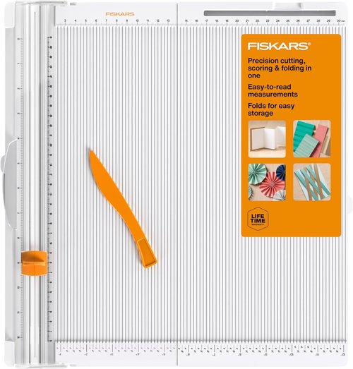 Fiskars Trim & Score Board - 12" TripleTrack System with Integrated Scoring Surface | Portable Folding Design