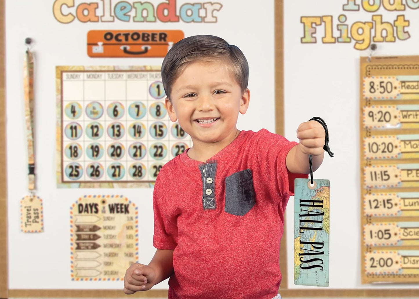 Teacher Created Resources Magnetic Hall Pass Set - Travel The Map Design | Pack of 2