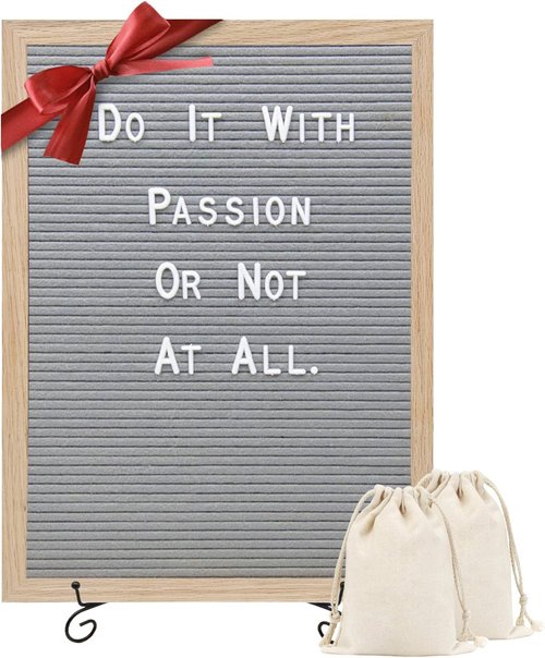 Felt Letter Board | 16x12 Inch Changeable Message Board with 680 Letters, Numbers & Symbols - Grey