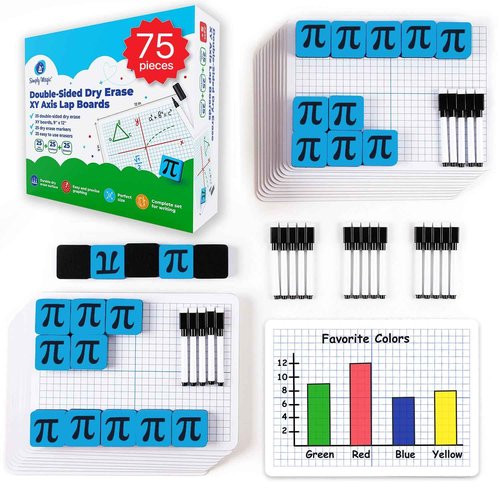 25 Pack Double-Sided Dry Erase Graph Lap Boards - 12''x9'', Class Set of Individual Classroom Whiteboards for Students, XY Axis Graphing Lap Board, Math Teacher Supplies for Classroom - Simply Magic