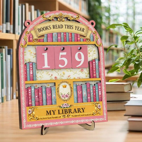 Books Read This Year Counter Sign - Pink Reading Tracker Ornament | Perfect Gift for Book Lovers