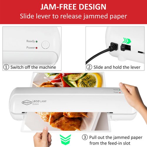 SINCHI 9-Inch Thermal Laminator, 3–5 Mil, 3-Min Warm-Up, Compact Lamination Machine with 10 Pouches, Jam Release Lever, Auto Shut-Off, One-Touch Operation for Home, Office, School
