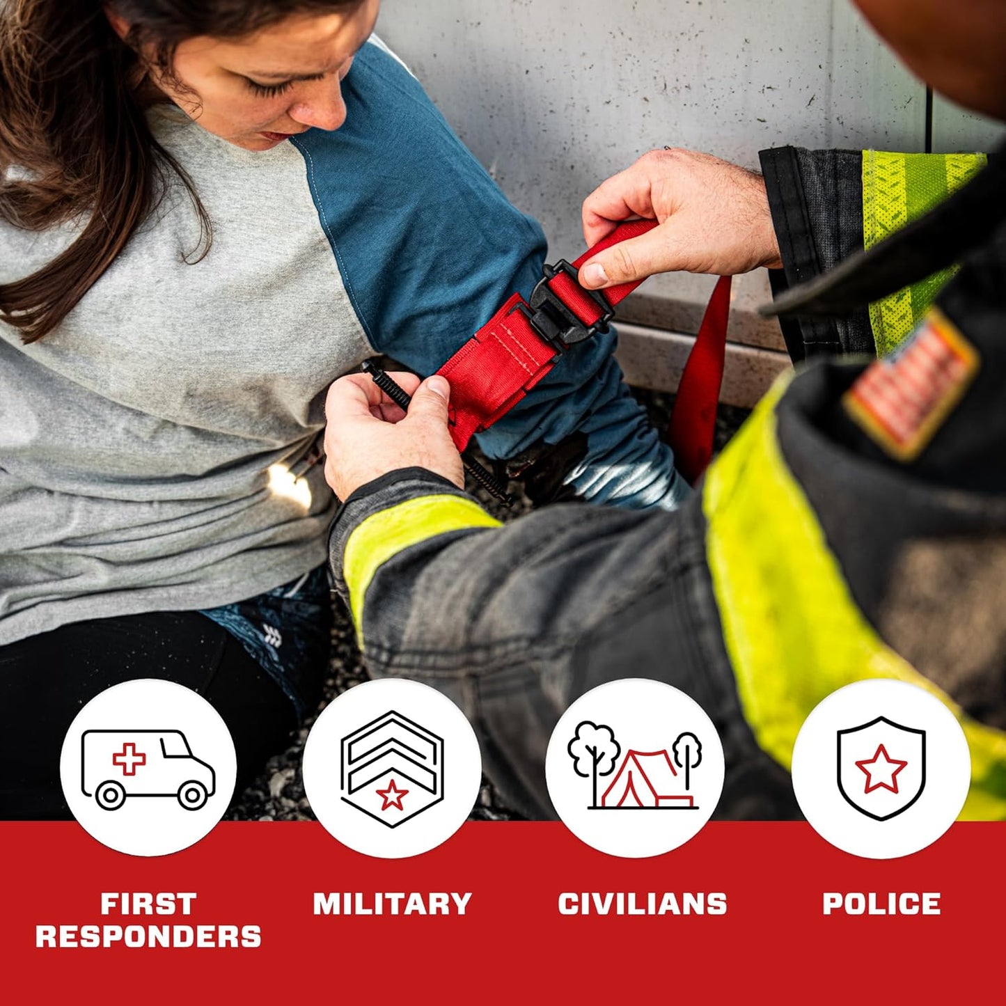 TacMed Solutions Stop The Bleed Kit - Essential Hemorrhage Control with Tourniquet & Bandage, Red Nylon Pouch