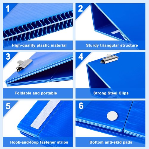 Nuanchu 2 Pcs Folding Slant Board for Writing 14 x 12 Inch Large Slanted Clipboard Adjustable Tilted Writing Board Sloped Surface to Improve Handwriting Legibility Endurance for Office Reading (Blue)
