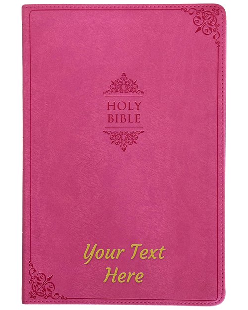 Personalized Gift Bible, NIV Value Thinline, Large Print, New International Version, Custom Gold or Silver Text, Pink
