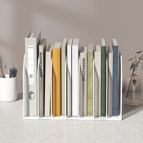 FANXIYQ Vertical File Organizer for Desk - Metal Mesh File Holder with 7 Compartments, File Folder Rack & Document Storage Stand, File Sorter for Office/Home/School Use - 12.8" x 8.5" x 7.9"