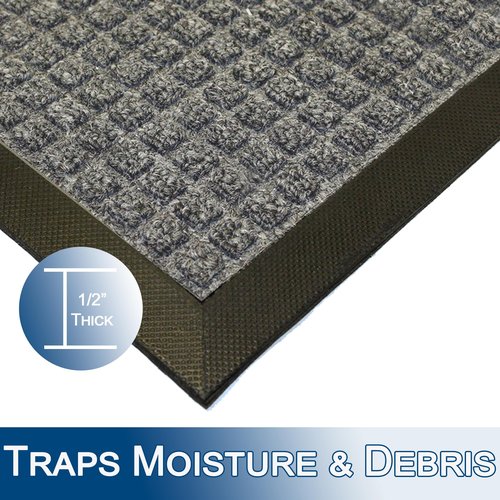 Durable Stop-N-Dry Entrance Mat, 48" x 120", Gray