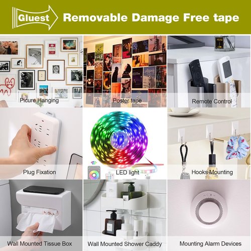 Double Sided Tape Heavy Duty, 1IN x 16.5FT Removeable Mounting Tape, No Damage Wall Tape Damage Free Picture Hanging Strips, Strong Adhesive Strips Foam Tape for Poster Art Craft Home Office Decor