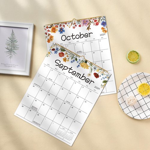 Wall Calendar 2025-2026 - 15" x 12" Monthly Wall Calendar with Floral Design Runs From Jul 2025 to Dec 2026, Large Blocks, Thick Paper, Twin-Wire Binding, Perfect for Planning, Organizing, and Scheduling Your Life