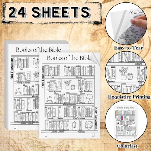Kosiz 24 Pcs Bible Stickers - Christian Reading Tracker for Journaling | Classic Style