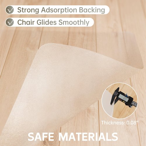 Cybstrax Office Chair Mat for Hardwood Floor, 72" x 46" Clear Floor Mat, 0.08" Thick Slip Resistant Heavy Duty Floor Protector Chair Mats for Rolling Chairs, Computer & Desk Chair Mat-Easy to Clean