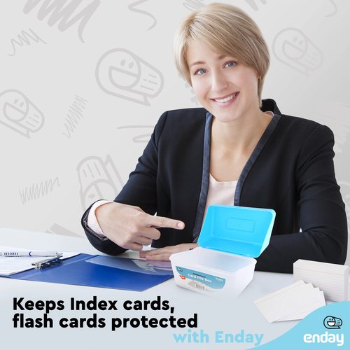 Enday Index Card Holder, 3x5 Note Flash Card Organizer Case, Stackable Index Card File with flip top, Recipe Purple, Red, Green, Blue, Grey, Pink Holder, Holds 250 Cards, Multicolor (6 Pack)