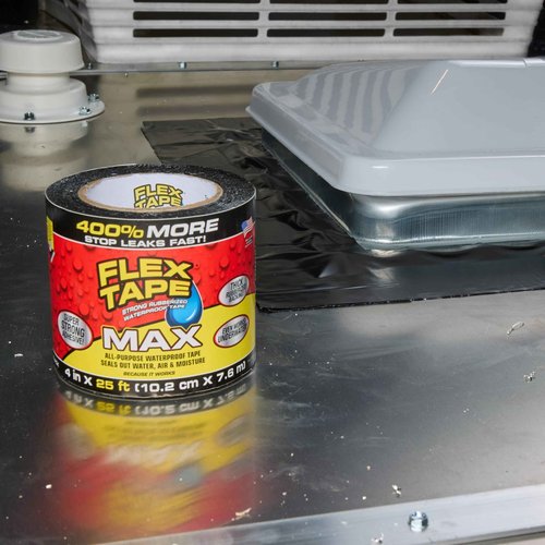 Flex Tape, MAX, Original Thick Flexible Rubberized Waterproof Tape - Seal and Patch Leaks, Works Underwater, Indoor Outdoor - Home RV Roof and Pool Repairs, Black, 8 in x 25 ft, Pack of 1