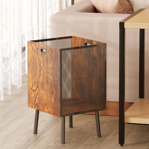 Yuyetuyo 8.5 Gallon Retro Wooden Trash Can with Metal Mesh – Large Wastebasket with Handles & Legs | Under Desk Trash Can for Office or Home | Breathable Garbage Can | Stylish Office Waste Basket