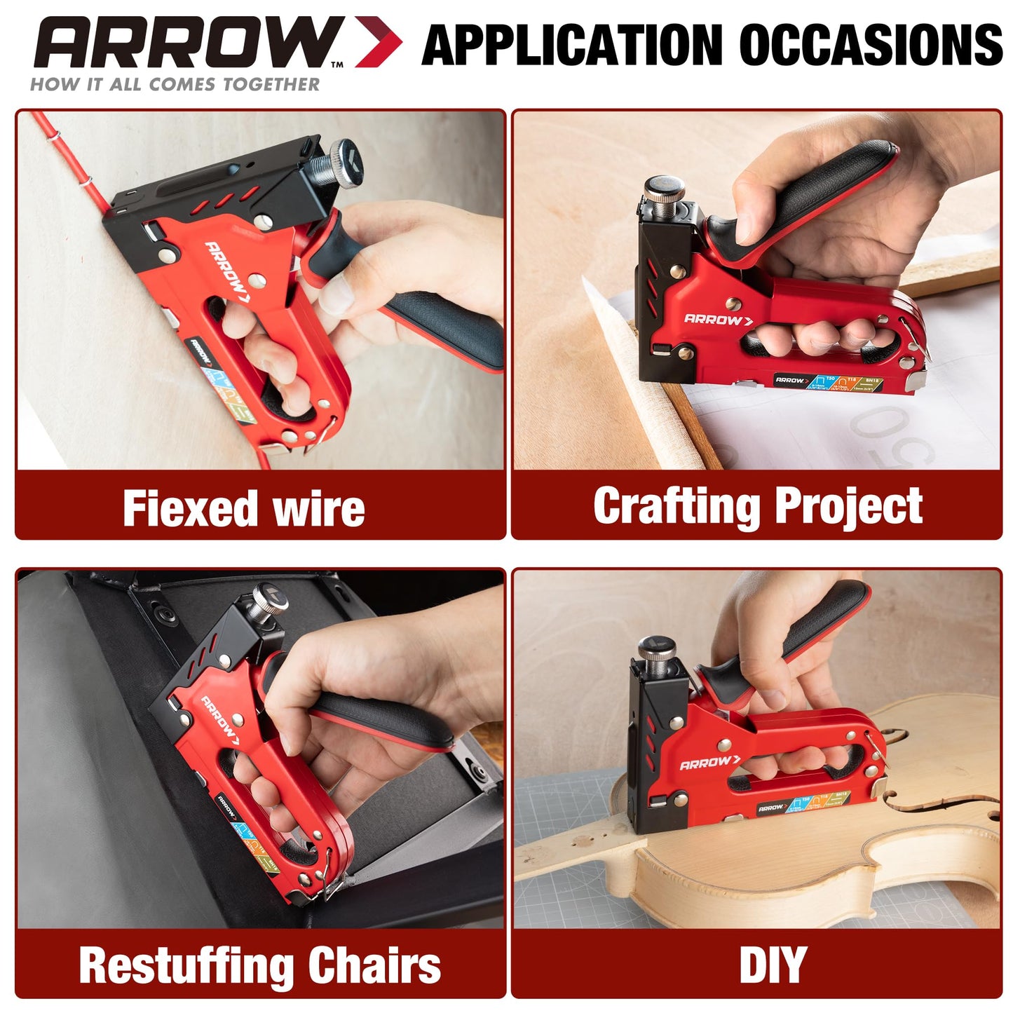 Arrow Heavy Duty Staple Gun, 3-in-1 Upholstery Staple Gun with 3000 Staples, Manual Brad Nailer with Remover, Power Adjustment Stapler Gun for Wood, Wire, Decoration, Fixing Material, Crafts, DIY