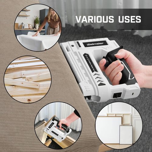 Bielmeier Electric Staple Gun 5 in 1 Band Nailer, 4V Rechargeable Cordless Stapler, Nail Gun Battery Powered with 2,000 Staples and Nails, Power Tacker Pin Nailer for Home Use, Wood, Upholstery, DIY