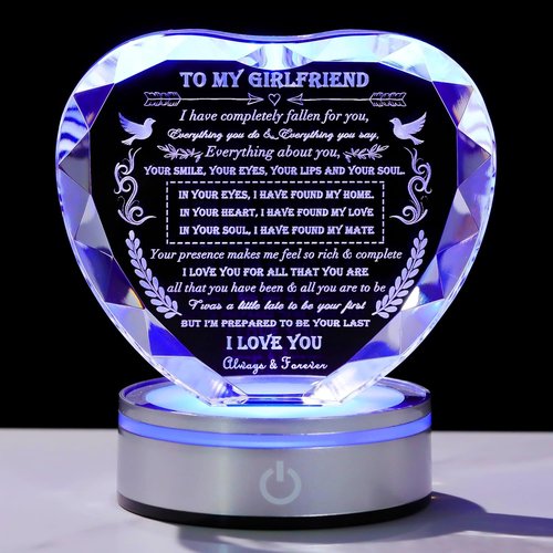 Qianwei Crystal Heart - Engraved Personalized Gift for Girlfriend | Perfect for Christmas, Birthdays & Anniversaries