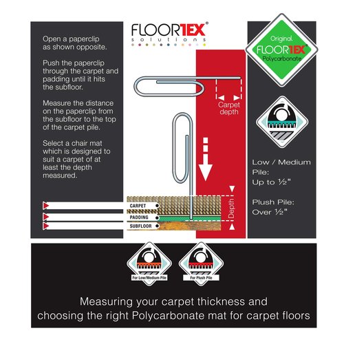 Floortex® Exclusive Polycarbonate Rectangular Chair Mat - 48" x 60" for Carpets up to 1/2" (Pack of 1)