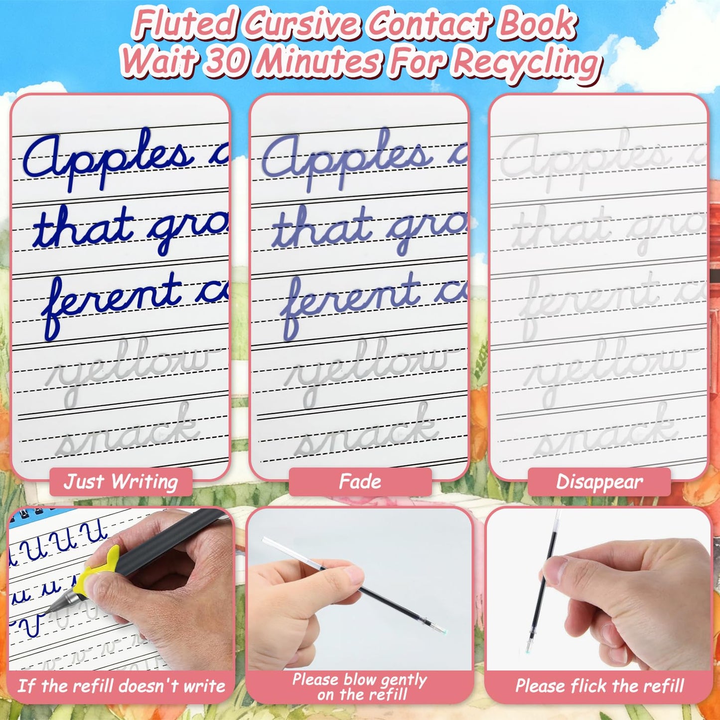 COARVXA 4 Pack Cursive Handwriting Workbook，Magic Grooved Writing Practice Books，Reusable Handwriting Practice Books，Cursive Kickoff Student Workbook for Kids Ages 5-12, Writing Without Tears