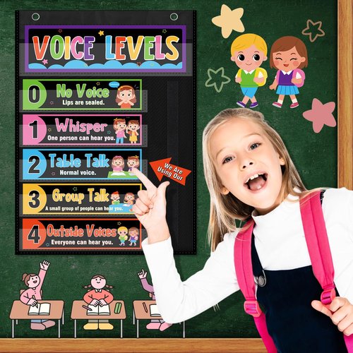 Humyoun Black Voice Level Chart for Classroom Voice Pocket Chart Classroom Decorations Noise Level Educational Sign School Decorations for Back to School Elementary Preschool Teachers Supplies