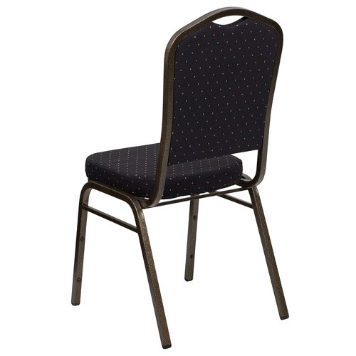 EMMA + OLIVER Crown Back Banquet Chair, Black Patterned Fabric/Gold Vein Frame