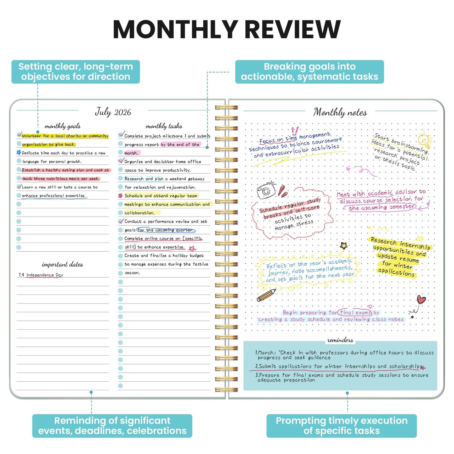 Monthly Planner 2026-2027, 18 Months Calendar Planner 2026-2027, Runs from July 2026 - December 2027, 7" x 10", Perfect for School Office Home Planning - Dusty Blue