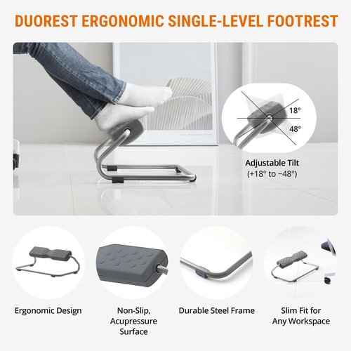 Duorest Duorest 1-Tier Ergonomic Footrest: Solid & Stable Construction, Under Desk Footrest, Slip-Resistant Base, Durable Build, EZFoot (1-Tier Structure) [Made in Korea]