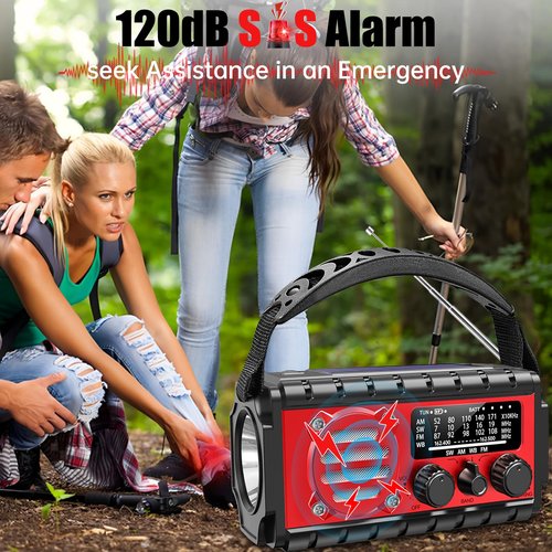 20000mah Emergency Radio, SW/NOAA/AM/FM Weather Radio, Solar Powered Hand Crank Charger with Big Battery Powered, Portable, Cellphone Charge, SOS, Flashlight for Emergency/Home