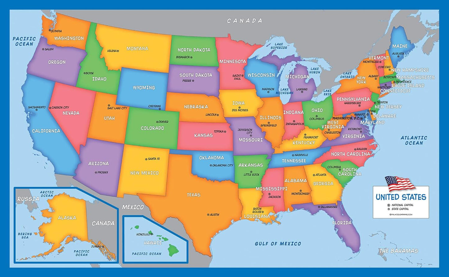 USA & World Map Blank Outline Posters by [Brand Name] - Laminated, 18" x 29" for Kids | Simplified USA Map