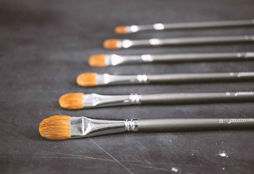 Red Sable Filbert Paint Brushes - Set of 6 Acrylic, Watercolor, Mixed Media or Oil Paint Brushes. Long Handle Professional Art Supplies for Canvas Painting