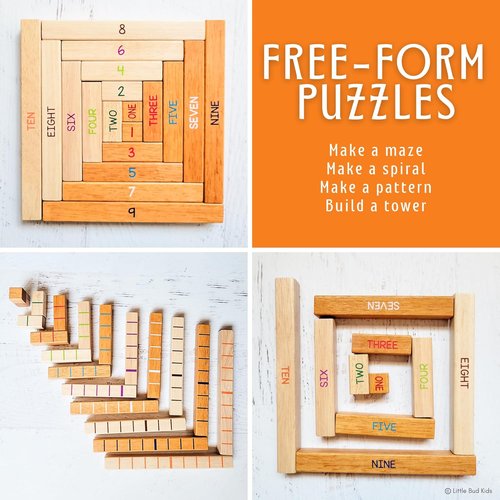 Little Bud Kids - House of Number Buddies Math Game | Montessori Counting Rods & Flash Cards for Ages 4-8