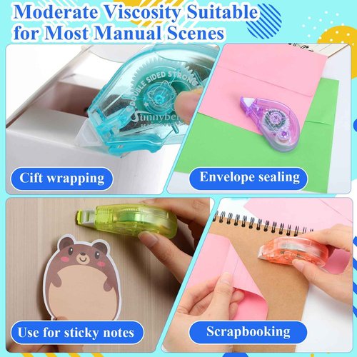 AmazingSpark 100pcs Operation Christmas Double Sided Tape Roller Bulk, 0.24inch x 19.67ft Scrapbook Tape, Adhesive Glue Roller for Scrapbooking Supplies Journaling School Office Supplies