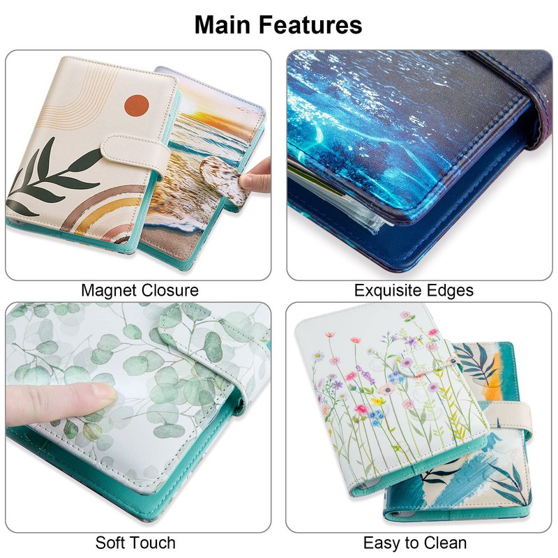 Budget Binder with Zipper Envelopes, Money Organizer for Cash, PU Leather A6 Binder with Cash envelopes for Money Saving and Organizer,Cash Envelopes for Budgeting,Budget Planner Book-Retro Abstract