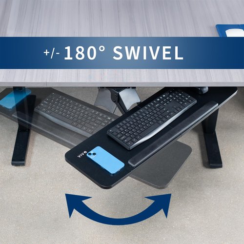 VIVO Adjustable Computer Keyboard and Mouse Platform Tray, 34 x 10 inch Ergonomic Under Table Desk Mount Drawer Underdesk Shelf, Black, MOUNT-KB36B
