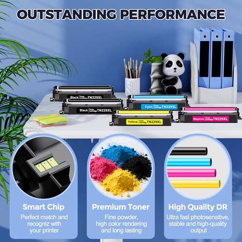 Brother TN229XL Toner Cartridges - 5 Pack for High-Volume Printing (12,900 Pages) | Compatible with HL-L3280CDW & MFC-L3780CDW
